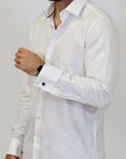 Men’s White Slim Fit Striped